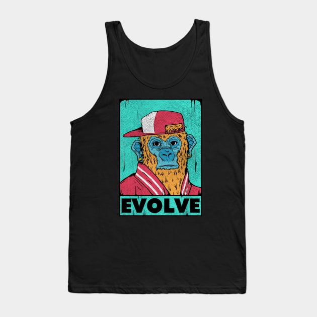 Ape Pop Art Evolve Vintage Retro Art Tank Top by A Comic Wizard